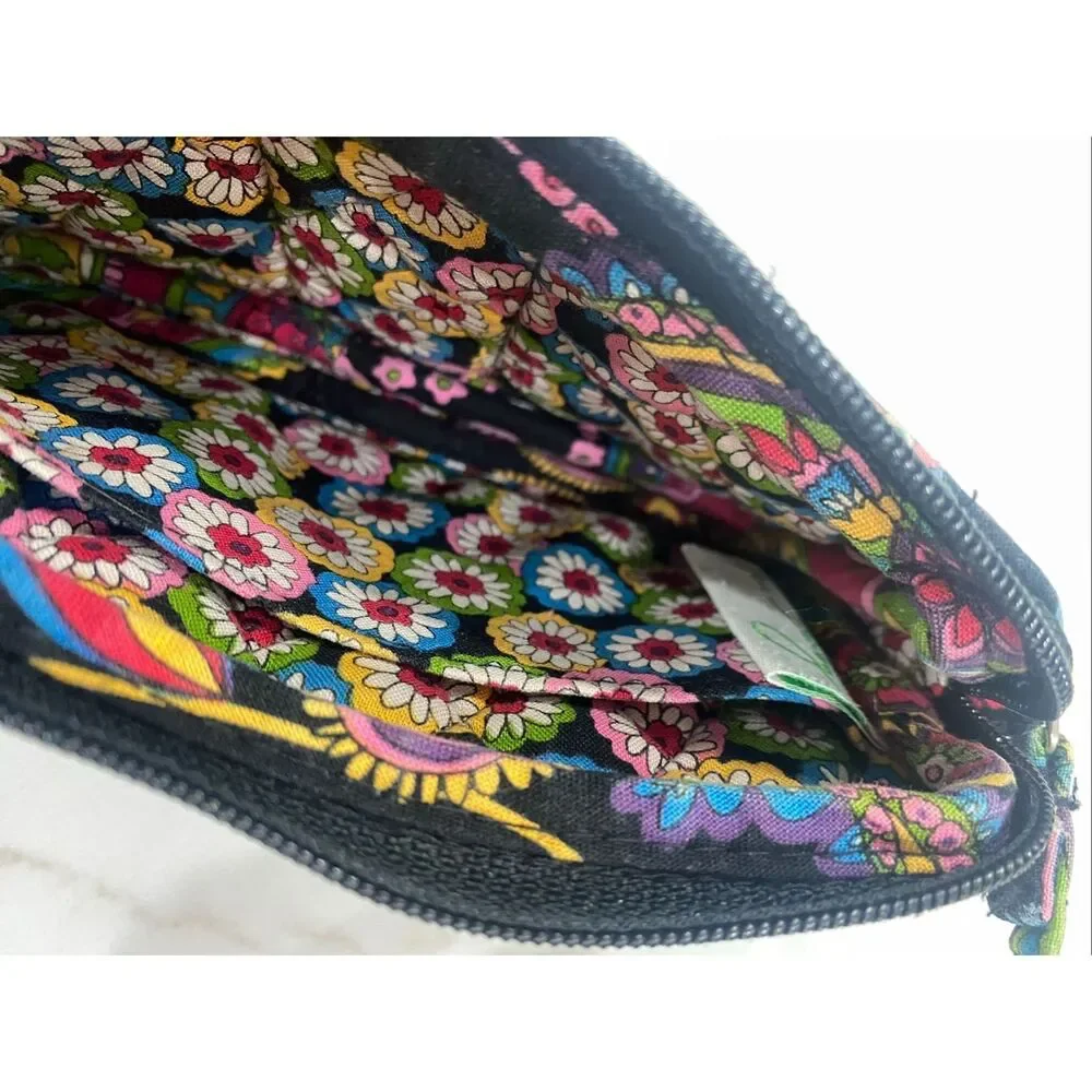 Vera Bradley Quilted Floral Paisley Little Small Bag Purse Black Background